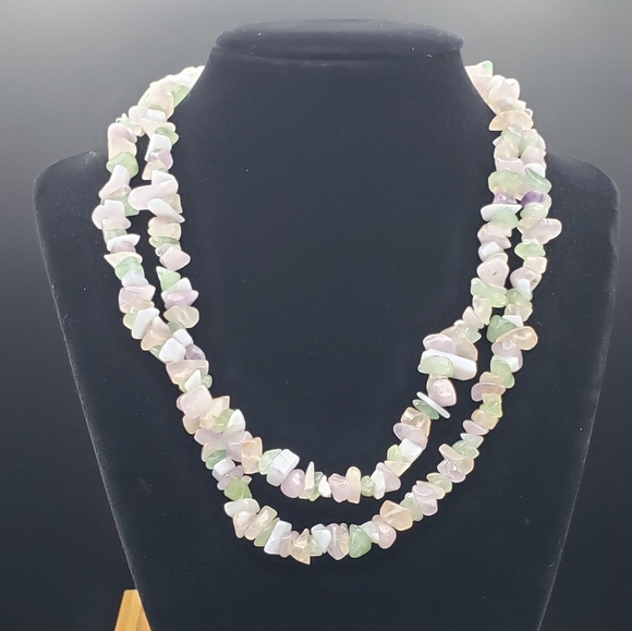 Pastel Gemstones Rock Candy Chips Glass Necklace - Picture 2 of 6